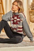 Willa Charcoal Light Weight Sweater With Diamond Pattern