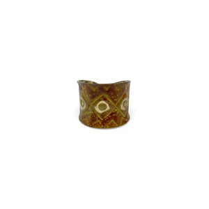 Brass Patina Burnt Orange Diamonds & Squares Ring