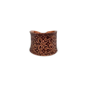 Copper Patina Brown Ornate Design Ring