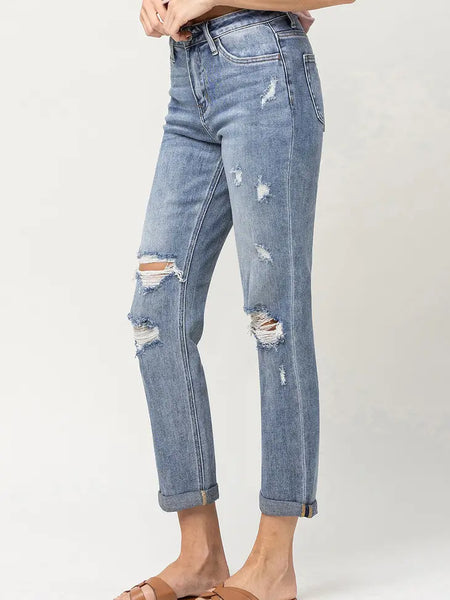 Skeeter Vervet Distressed Stretch Boyfriend Jeans