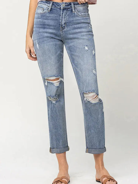 Skeeter Vervet Distressed Stretch Boyfriend Jeans