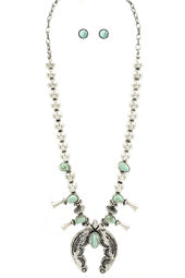 Corisca Faux Turquoise & Silver Concho Necklace Set