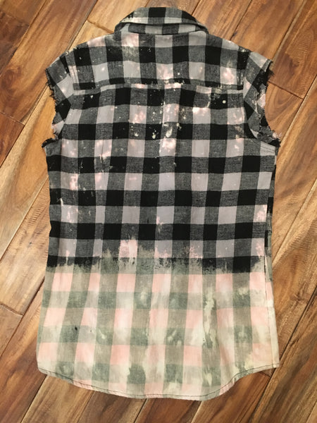 Stormy Plaid Distressed Flannel Shirt