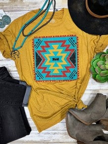 Bridget Aztec Mustard Tee