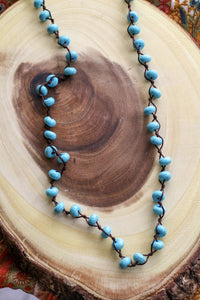 Gettysburg Faux Turquoise Knotted Bead Necklace