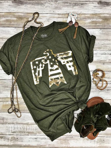 Murphy Patriotic Bird Tee with Gold Foil