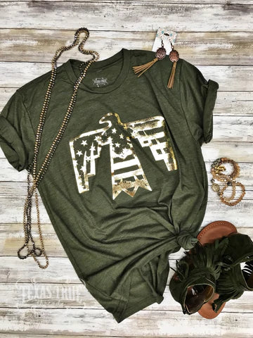 Murphy Patriotic Bird Tee with Gold Foil