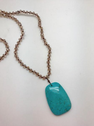 Onida Crystal with Turquoise Slab Necklace