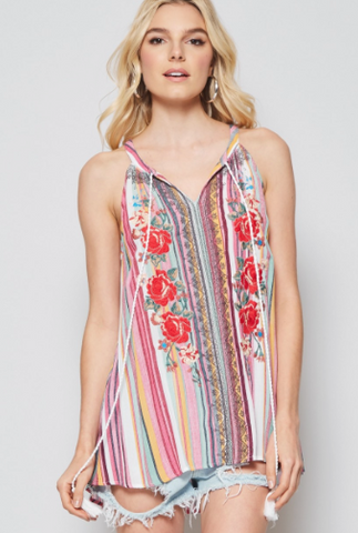 Shanna Stripes and Roses Top