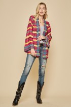 Emily Pink Multi-Stripe Jacket w/Embroidery