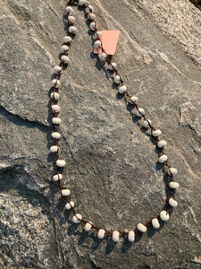 Langford Cream Crackle Stone Knotted Bead Necklace