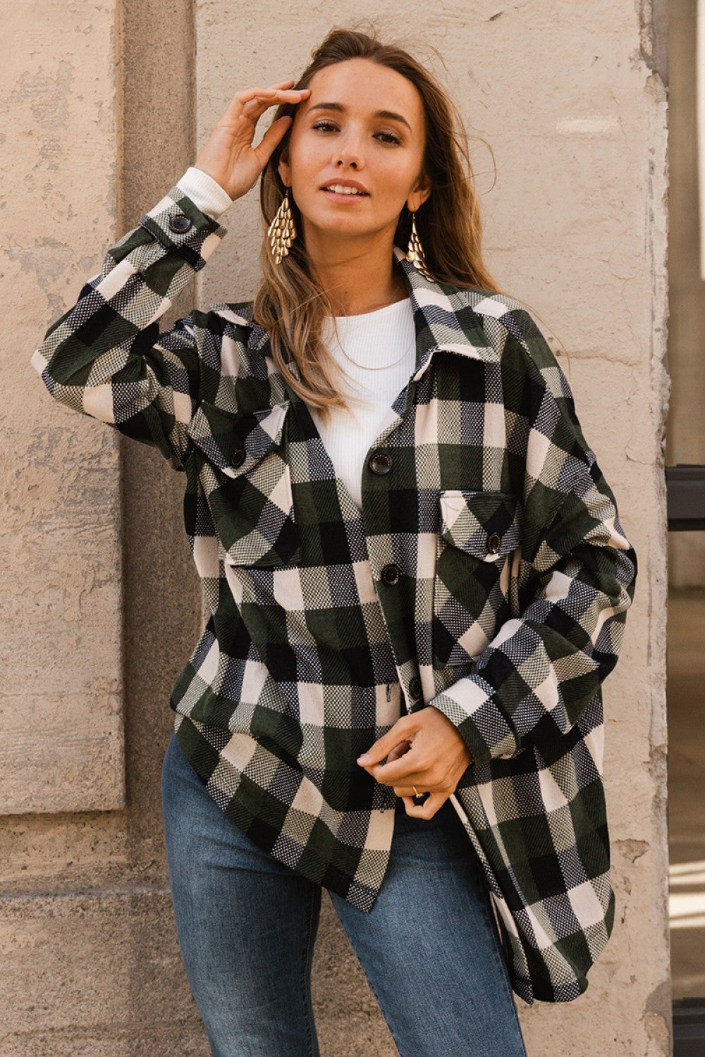 Nova Plaid Pattern Long Sleeve Shacket