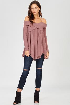 Ava Off Shoulder Layered Bandeau Flared Tunic