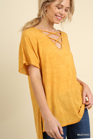 Salma Washed Crossed V-Neck Top