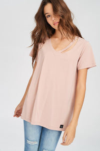 Nellie Cut Out Neck Side Slit Top